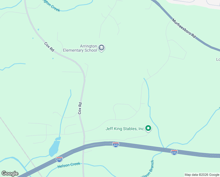 map of restaurants, bars, coffee shops, grocery stores, and more near 6286 Cox Road in Arrington