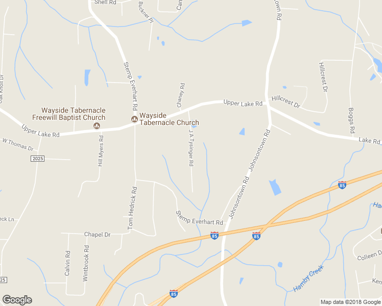 map of restaurants, bars, coffee shops, grocery stores, and more near Ja Tysinger Road in Thomasville