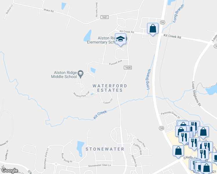 map of restaurants, bars, coffee shops, grocery stores, and more near 1800 Seahorse Court in Cary