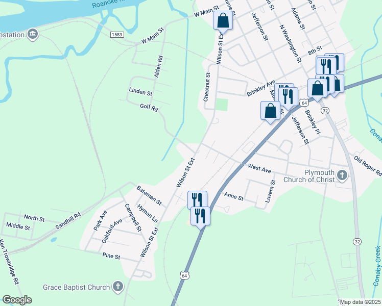 map of restaurants, bars, coffee shops, grocery stores, and more near 319 Golf Road in Plymouth