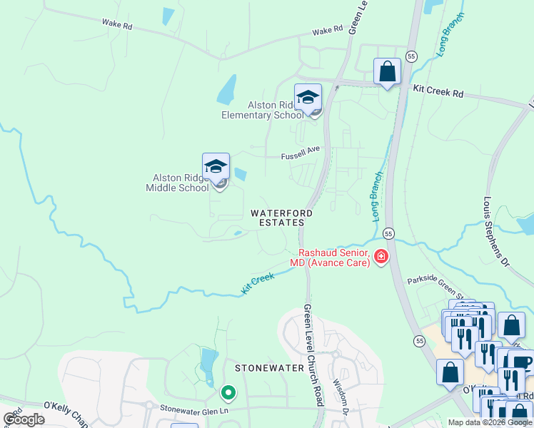 map of restaurants, bars, coffee shops, grocery stores, and more near 1800 Seahorse Court in Cary