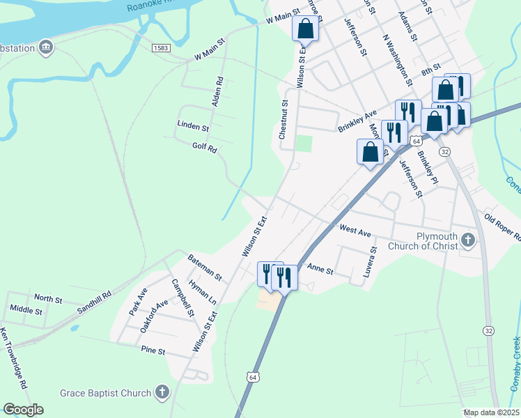 map of restaurants, bars, coffee shops, grocery stores, and more near 319 Golf Road in Plymouth