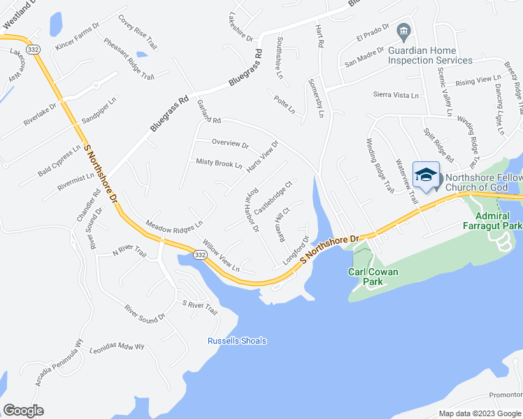 map of restaurants, bars, coffee shops, grocery stores, and more near 10262 Castlebridge Court in Knoxville