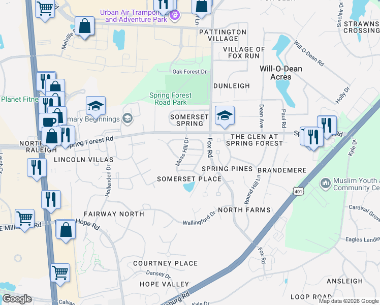 map of restaurants, bars, coffee shops, grocery stores, and more near 4410 Cottage Stone Drive in Raleigh