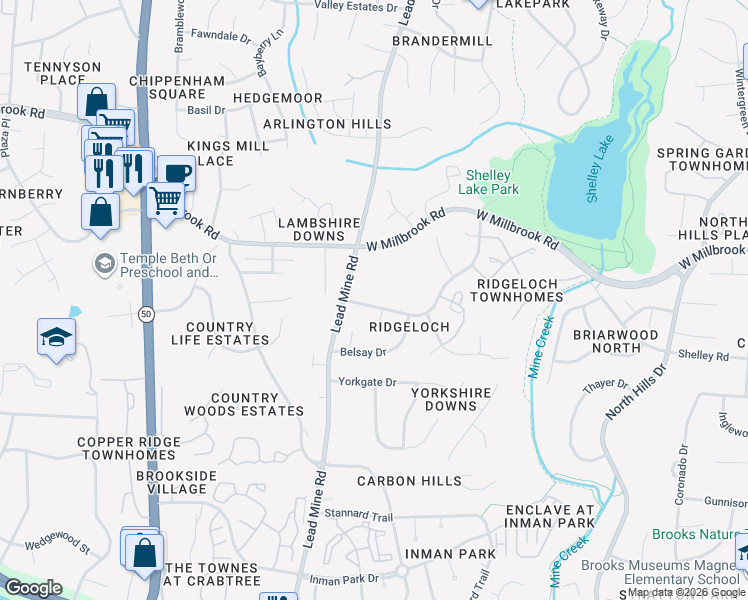map of restaurants, bars, coffee shops, grocery stores, and more near 5417 Old Towne Road in Raleigh