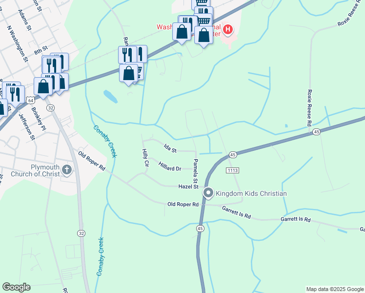 map of restaurants, bars, coffee shops, grocery stores, and more near 120 Ida Street in Plymouth
