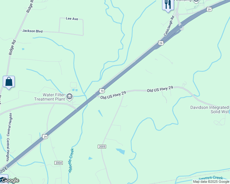 map of restaurants, bars, coffee shops, grocery stores, and more near 245 Old US Highway 29 in Lexington
