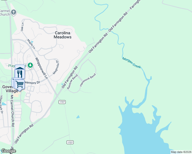 map of restaurants, bars, coffee shops, grocery stores, and more near 10018 Hammock Bend in Chapel Hill