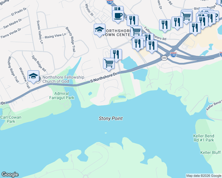 map of restaurants, bars, coffee shops, grocery stores, and more near 9906 Saint Germaine Drive in Knoxville