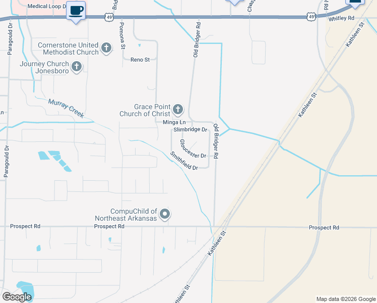 map of restaurants, bars, coffee shops, grocery stores, and more near 905 Gloucester Cove in Jonesboro