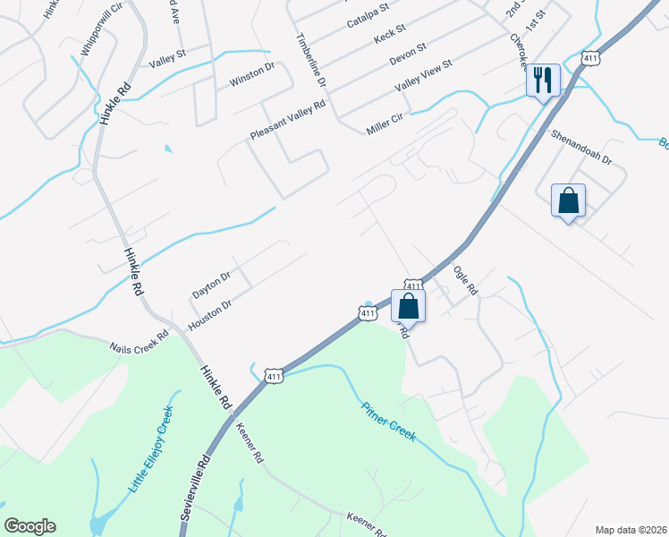 map of restaurants, bars, coffee shops, grocery stores, and more near 5918 Sevierville Road in Seymour