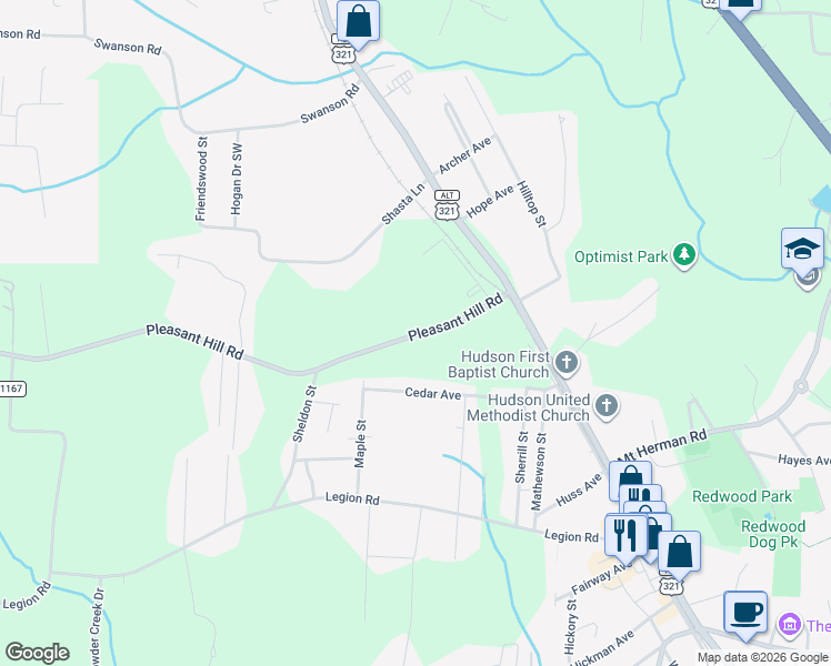 map of restaurants, bars, coffee shops, grocery stores, and more near 158 Cedar Avenue in Hudson