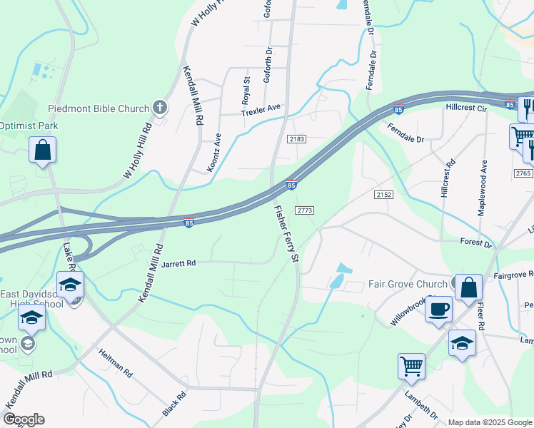 map of restaurants, bars, coffee shops, grocery stores, and more near 1356 Fisher Ferry Street in Thomasville