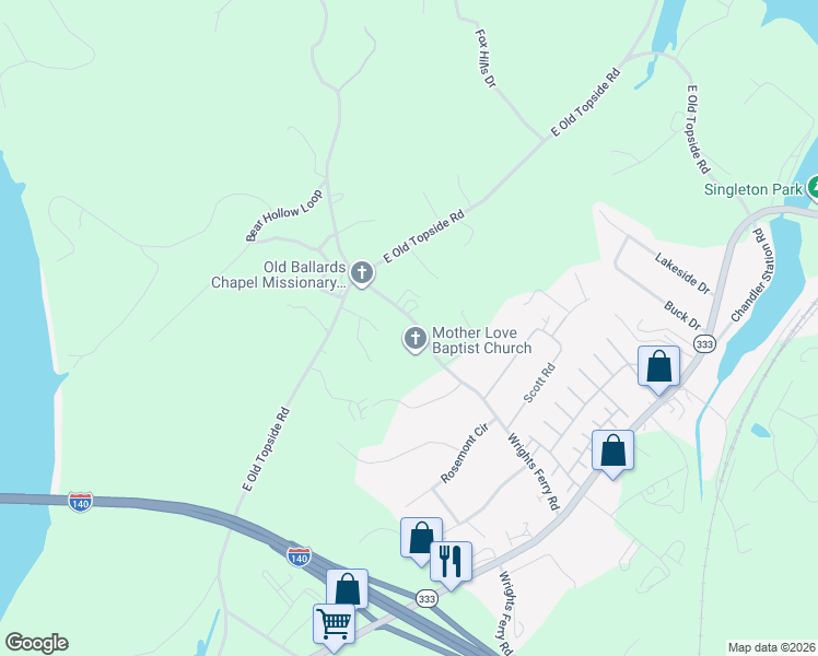 map of restaurants, bars, coffee shops, grocery stores, and more near 3919 Wrights Ferry Road in Louisville