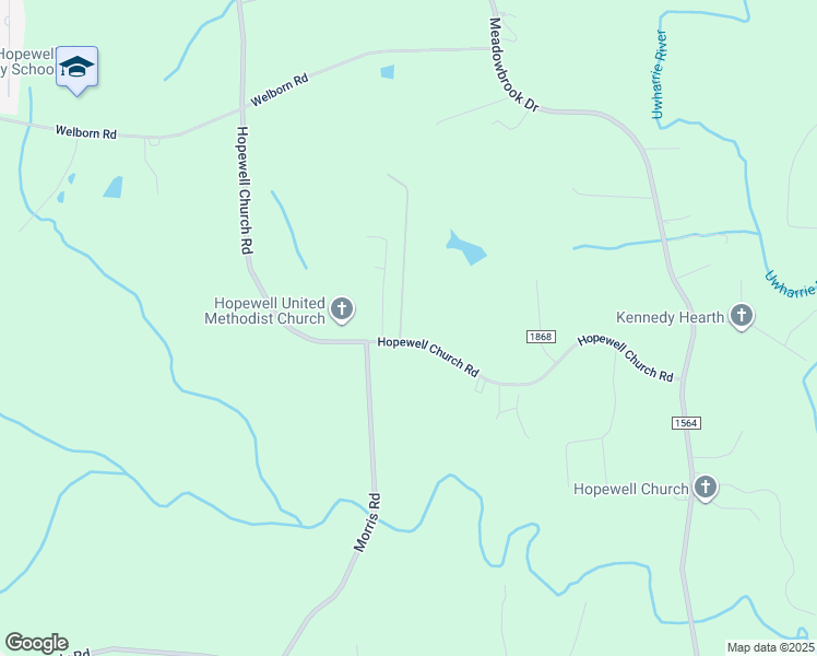 map of restaurants, bars, coffee shops, grocery stores, and more near 4398 Hopewell Church Road in Trinity