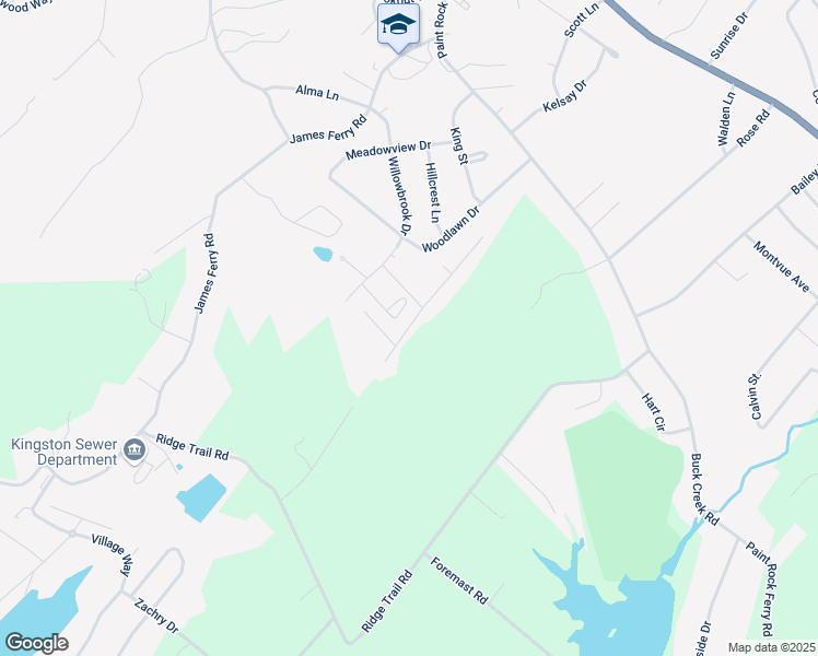 map of restaurants, bars, coffee shops, grocery stores, and more near 1301 Forest Hills Lane in Kingston