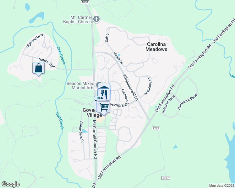 map of restaurants, bars, coffee shops, grocery stores, and more near 10017 David Stone Drive in Chapel Hill