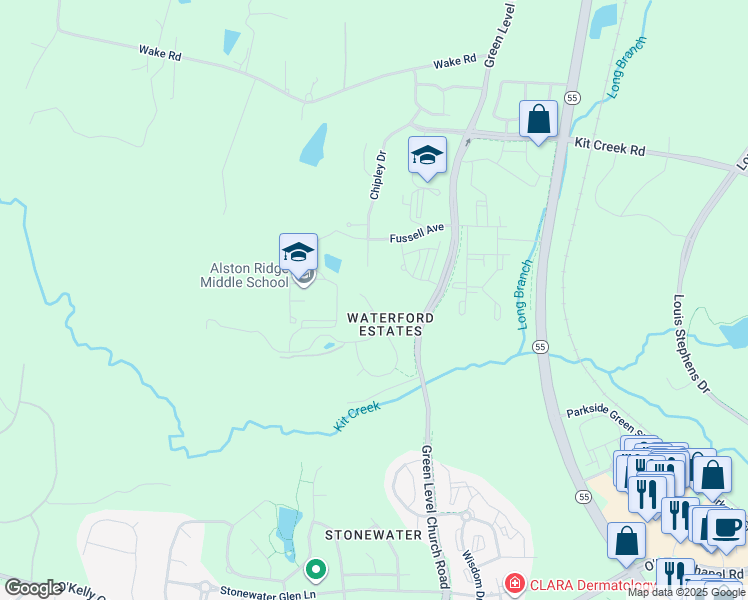 map of restaurants, bars, coffee shops, grocery stores, and more near 1812 Seahorse Court in Cary