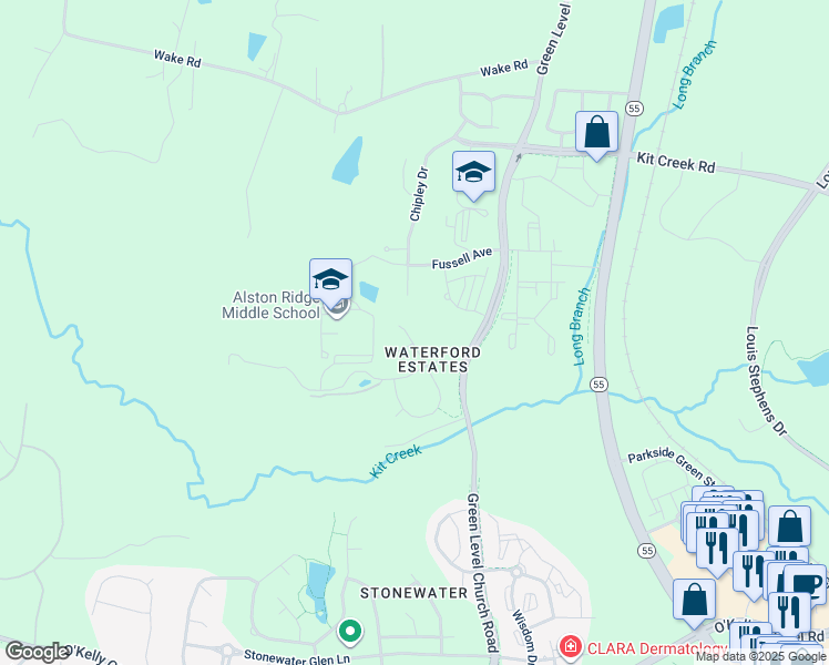 map of restaurants, bars, coffee shops, grocery stores, and more near 1812 Seahorse Court in Cary