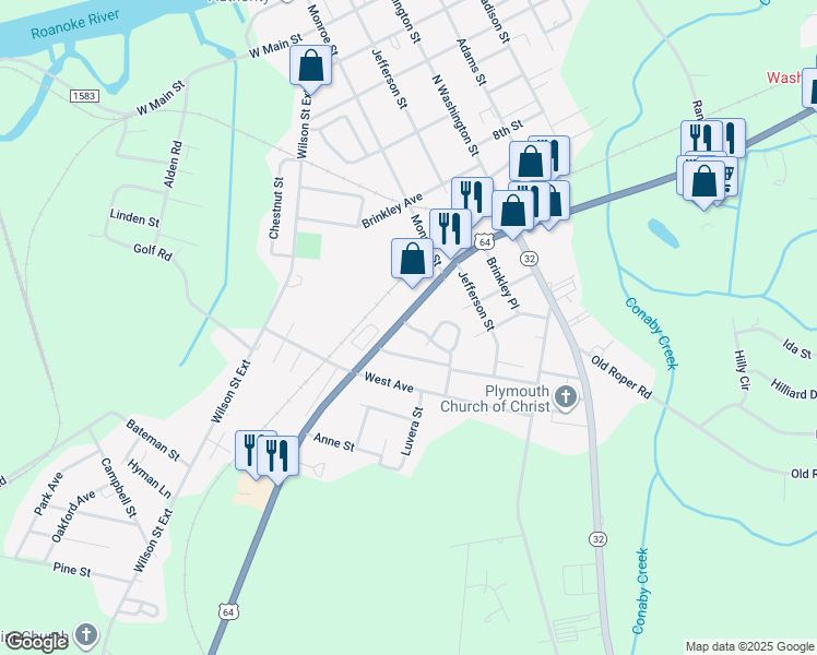 map of restaurants, bars, coffee shops, grocery stores, and more near 277 Highway 64 in Plymouth