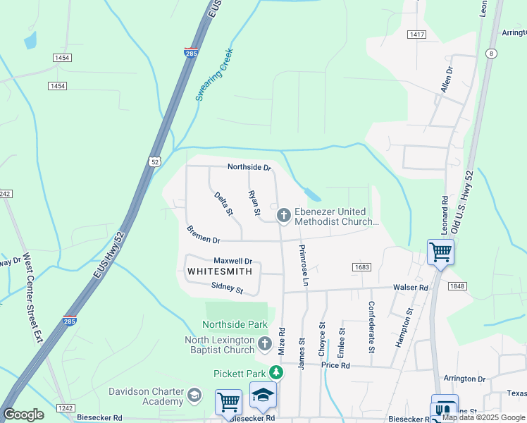 map of restaurants, bars, coffee shops, grocery stores, and more near 108 Ryan Street in Lexington