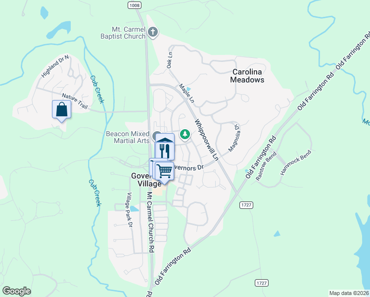 map of restaurants, bars, coffee shops, grocery stores, and more near 10029 David Stone Drive in Chapel Hill