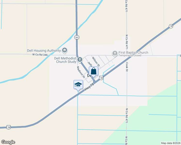 map of restaurants, bars, coffee shops, grocery stores, and more near in Dell