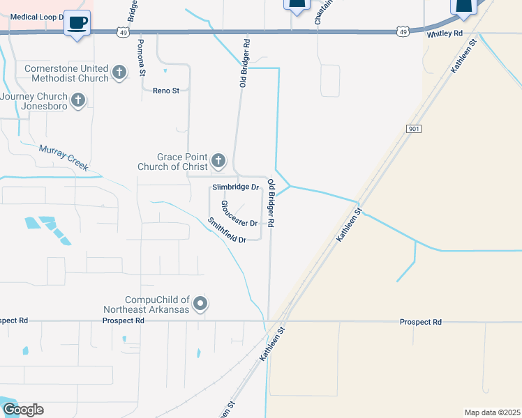 map of restaurants, bars, coffee shops, grocery stores, and more near 809 Laura Lea in Jonesboro
