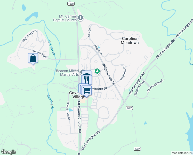 map of restaurants, bars, coffee shops, grocery stores, and more near 10029 David Stone Drive in Chapel Hill