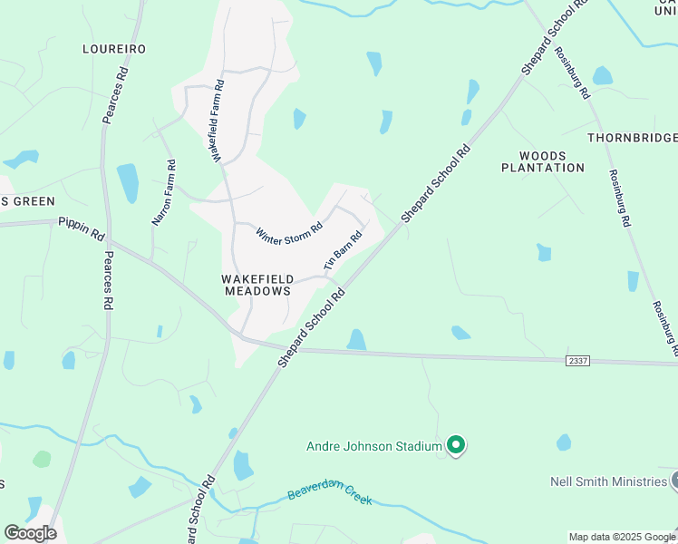 map of restaurants, bars, coffee shops, grocery stores, and more near 1204 Tin Barn Road in Zebulon