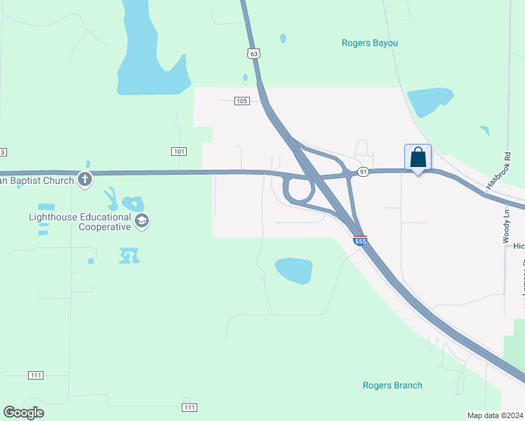 map of restaurants, bars, coffee shops, grocery stores, and more near 207 Shady Lane in Bono