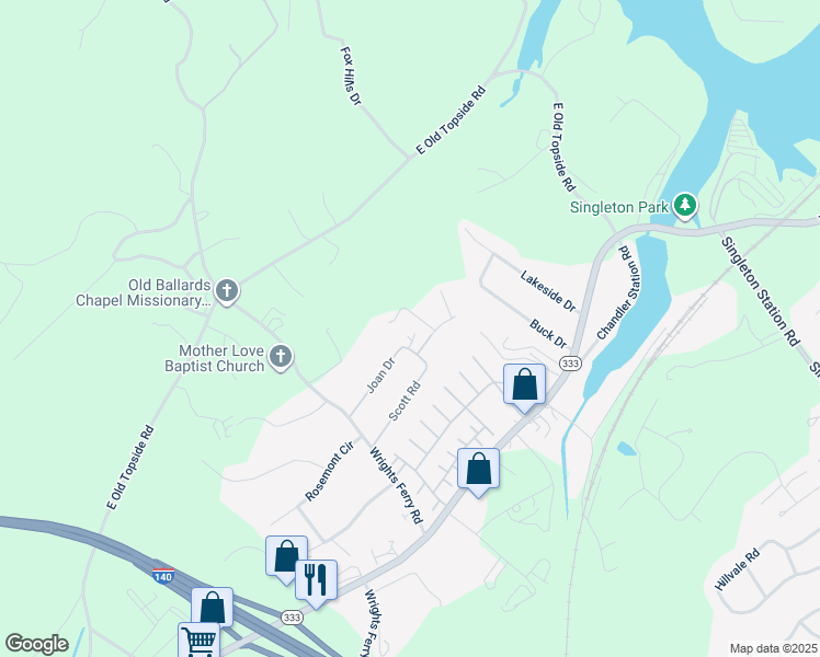 map of restaurants, bars, coffee shops, grocery stores, and more near 1708 Joan Drive in Louisville