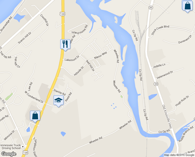 map of restaurants, bars, coffee shops, grocery stores, and more near 817 Red Hill Drive in Louisville