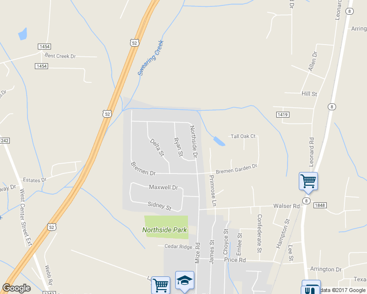 map of restaurants, bars, coffee shops, grocery stores, and more near 108 Ryan Street in Lexington