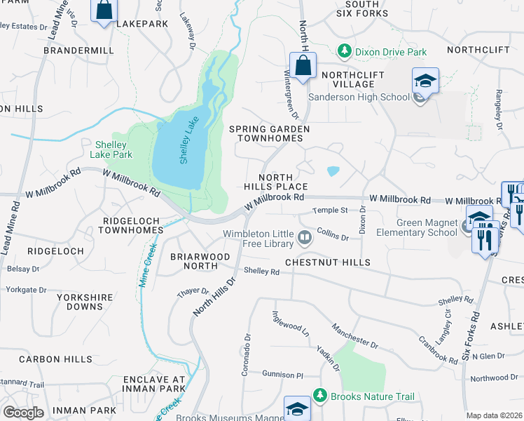 map of restaurants, bars, coffee shops, grocery stores, and more near in Raleigh