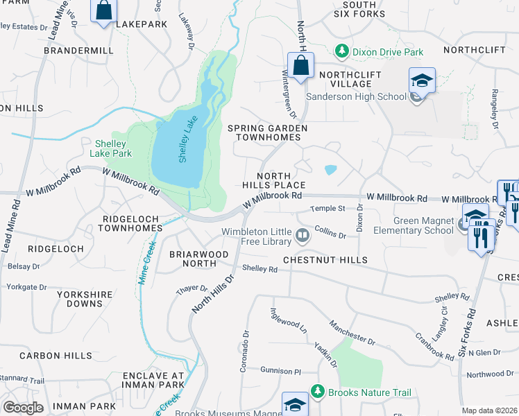 map of restaurants, bars, coffee shops, grocery stores, and more near in Raleigh