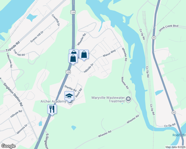 map of restaurants, bars, coffee shops, grocery stores, and more near 101 Airway Ridge Road in Louisville