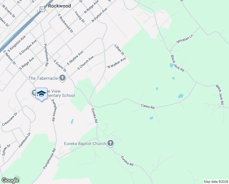 map of restaurants, bars, coffee shops, grocery stores, and more near 132 Hicks Lane in Rockwood
