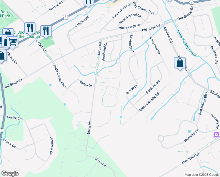 map of restaurants, bars, coffee shops, grocery stores, and more near 12920 Pine Meadows Lane in Knoxville