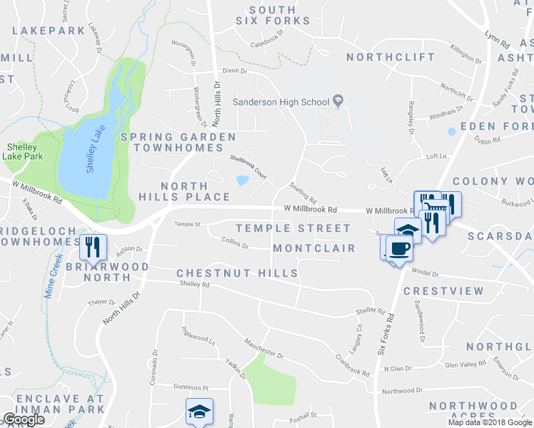 map of restaurants, bars, coffee shops, grocery stores, and more near 900 Temple Street in Raleigh