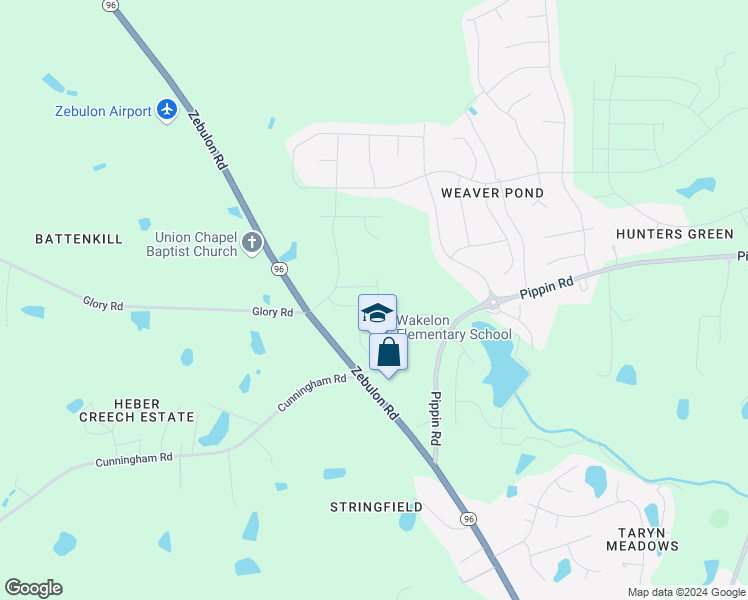 map of restaurants, bars, coffee shops, grocery stores, and more near 700 Ridge Cliff Lane in Zebulon
