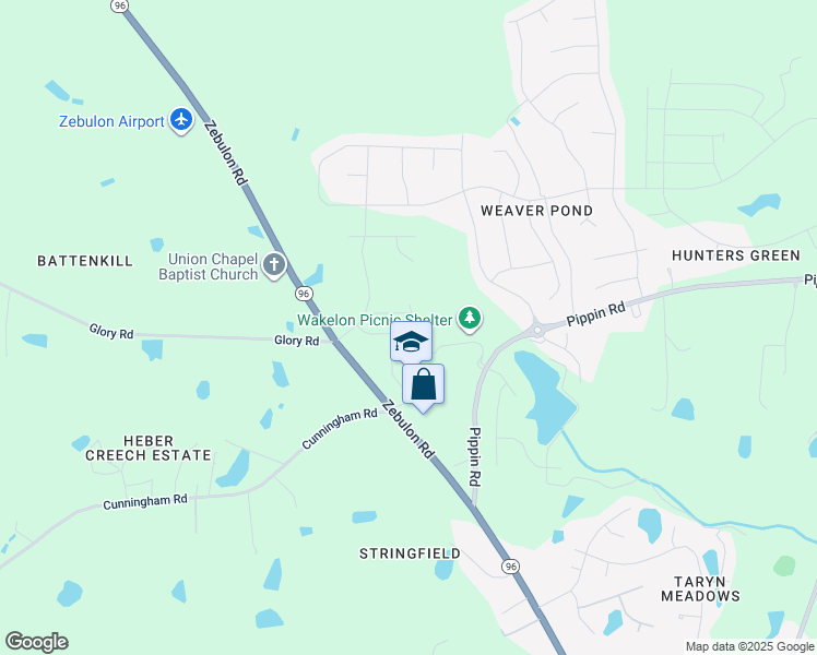 map of restaurants, bars, coffee shops, grocery stores, and more near 700 Ridge Cliff Lane in Zebulon
