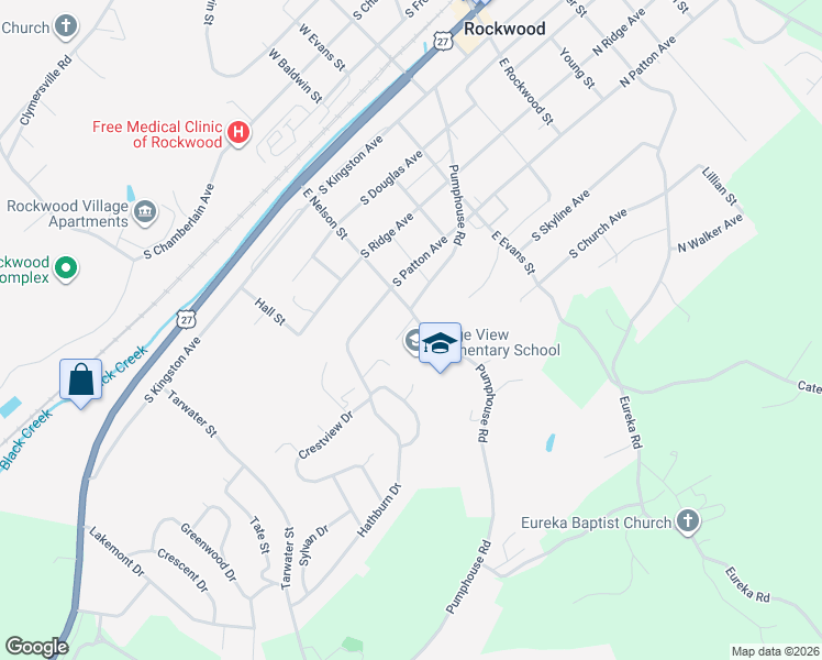 map of restaurants, bars, coffee shops, grocery stores, and more near 613 E Nelson St in Rockwood