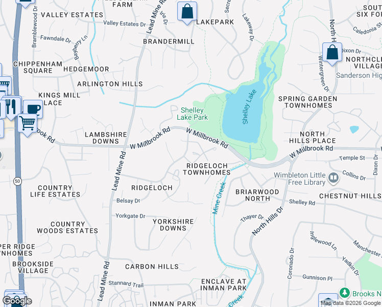map of restaurants, bars, coffee shops, grocery stores, and more near 5719 Pool Side Drive in Raleigh