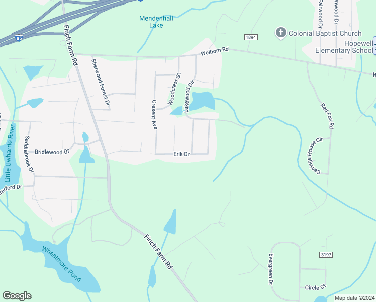 map of restaurants, bars, coffee shops, grocery stores, and more near 3810 Greenway Drive in Trinity