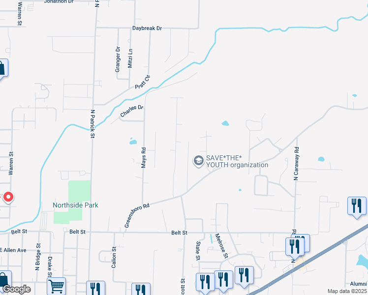 map of restaurants, bars, coffee shops, grocery stores, and more near 1040 Sandino Drive in Jonesboro