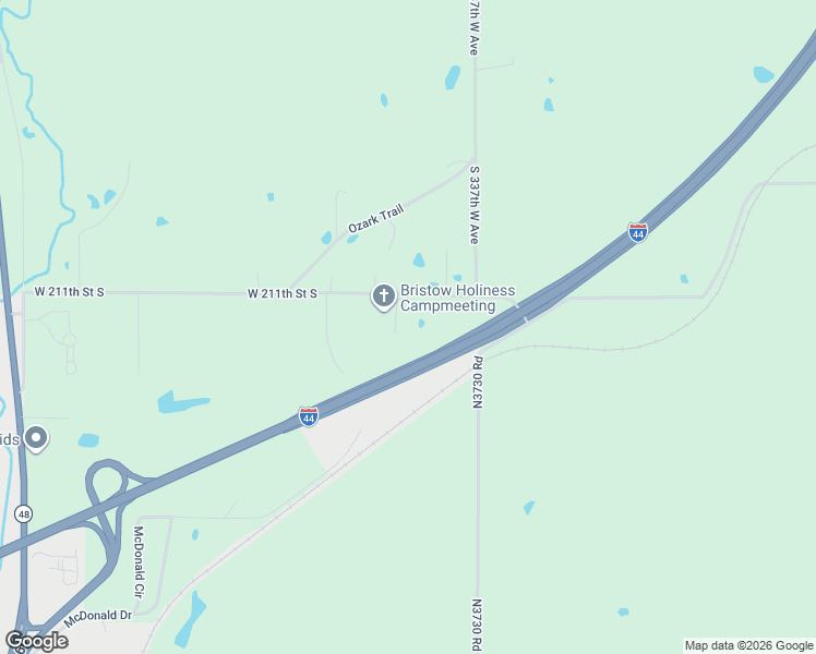 map of restaurants, bars, coffee shops, grocery stores, and more near 34042 West 211th Street South in Bristow