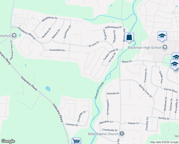 map of restaurants, bars, coffee shops, grocery stores, and more near 4814 Saint Ives Drive in Murfreesboro