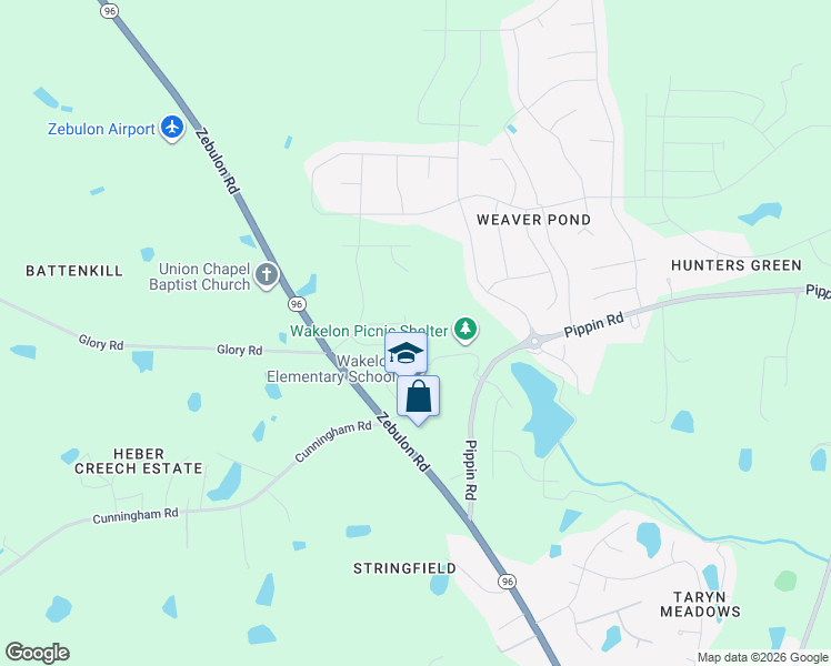 map of restaurants, bars, coffee shops, grocery stores, and more near 2340 Zebulon Road in Zebulon