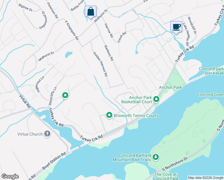 map of restaurants, bars, coffee shops, grocery stores, and more near 11720 Black Powder Drive in Knoxville
